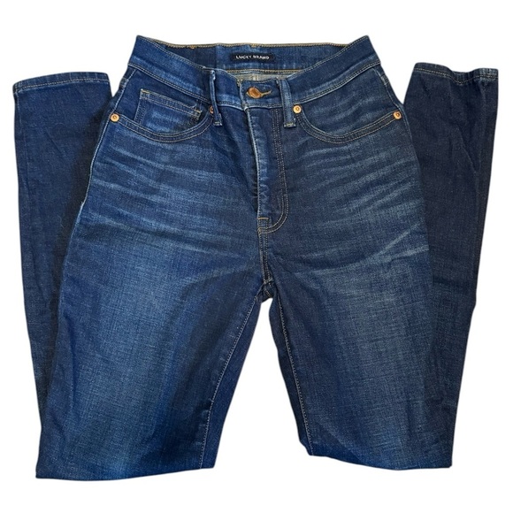 Lucky Brand Dark Blue Slight Acid Wash Skinny Jeans - Picture 1 of 6